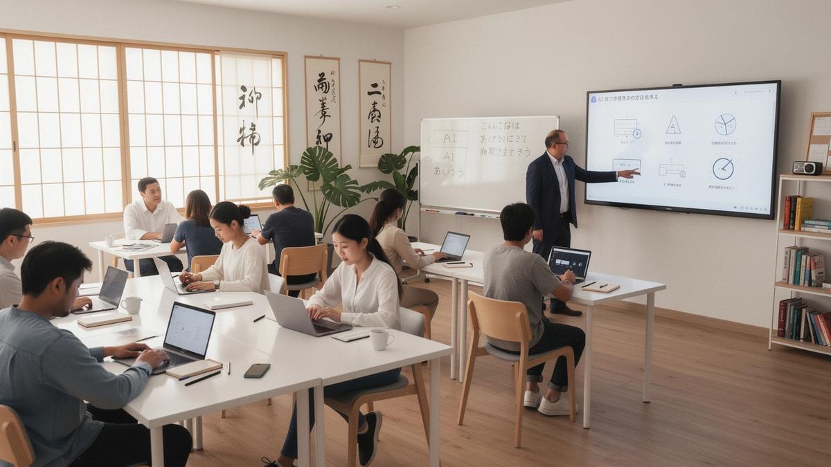 AI学習と日本語クラスを組み合わせて学ぶ受講風景